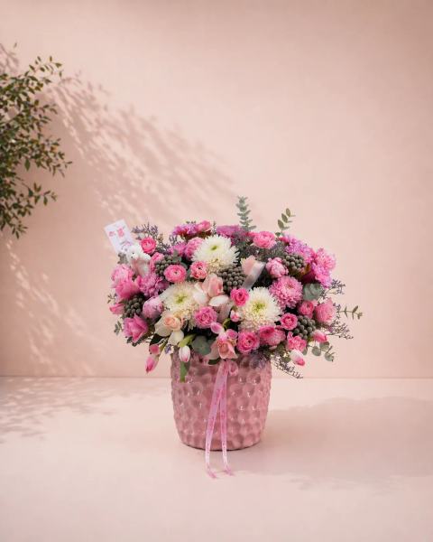 Soft Pink Deluxe Çiçek Aranjmanı (Özel Tasarım)