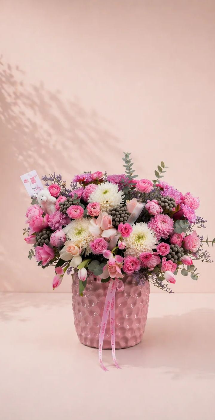 Soft Pink Deluxe Çiçek Aranjmanı (Özel Tasarım)