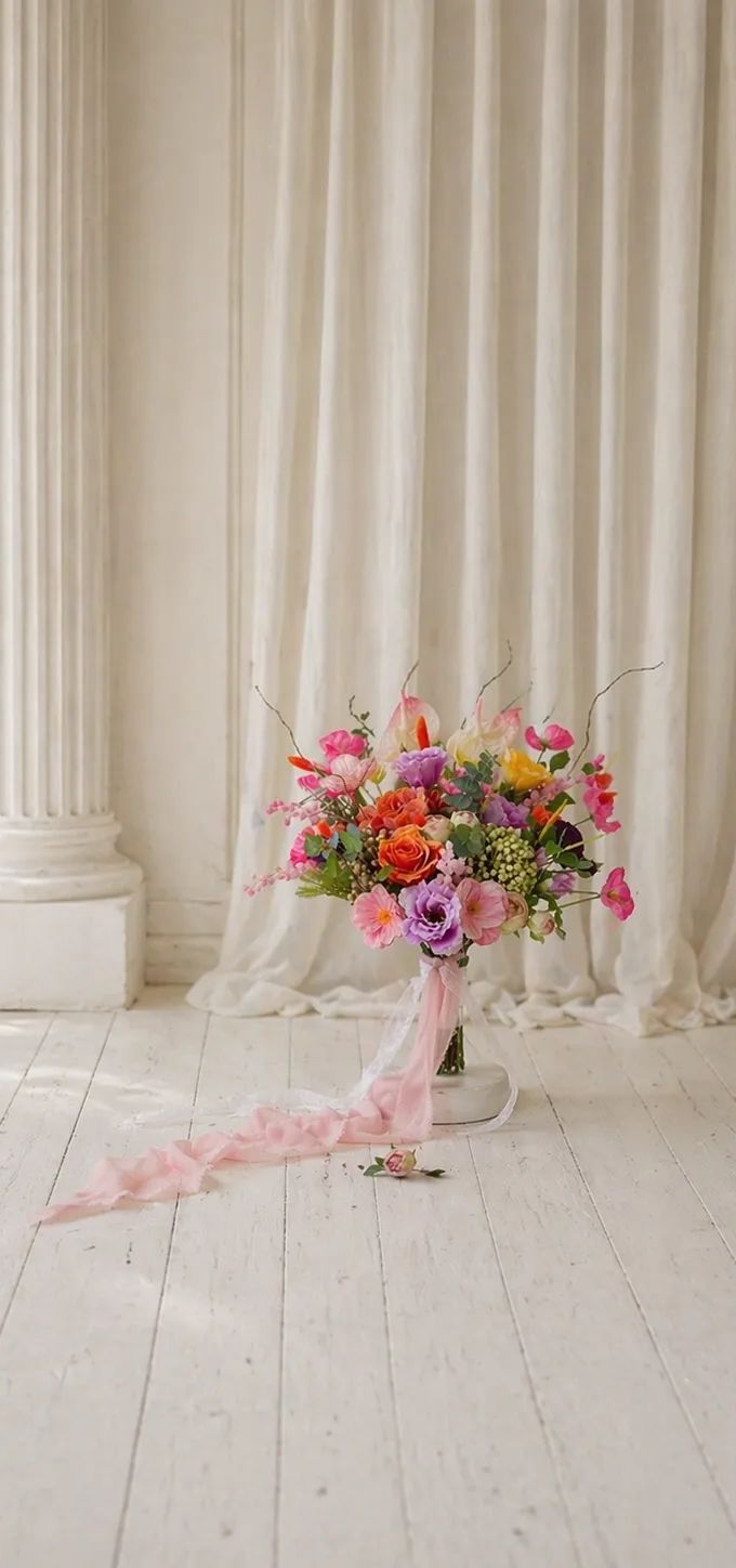 Renkli Kır Bahçesi Gelin Buketi | Canlı ve Zarif Tasarım