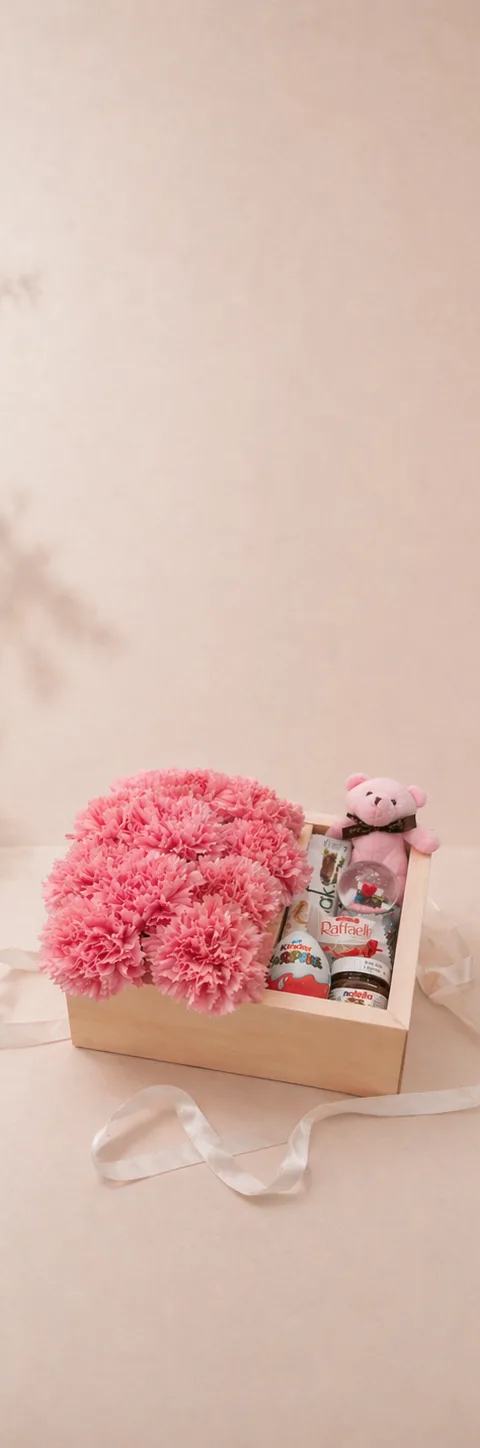 Pembe Hediye Kutusu | Çiçek ve Sürpriz Set