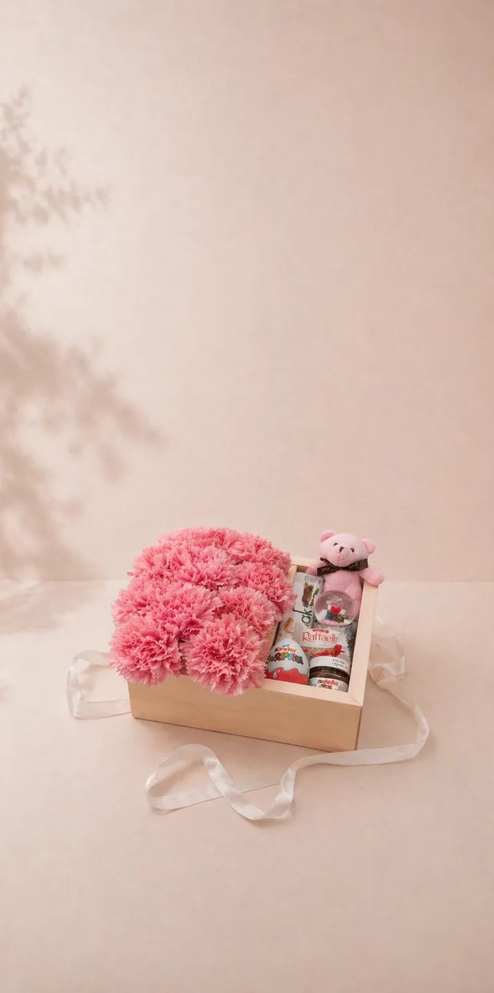 Pembe Hediye Kutusu | Çiçek ve Sürpriz Set